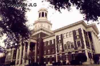 Pat Neff Hall front thru trees 